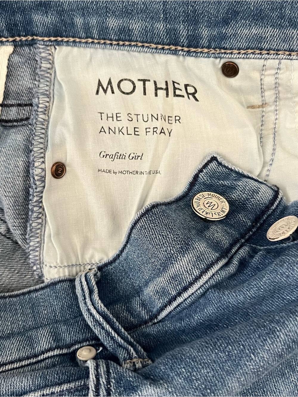MOTHER The Stunner Ankle Fray Graffiti Girl Jeans Size 27 - Picture 10 of 16